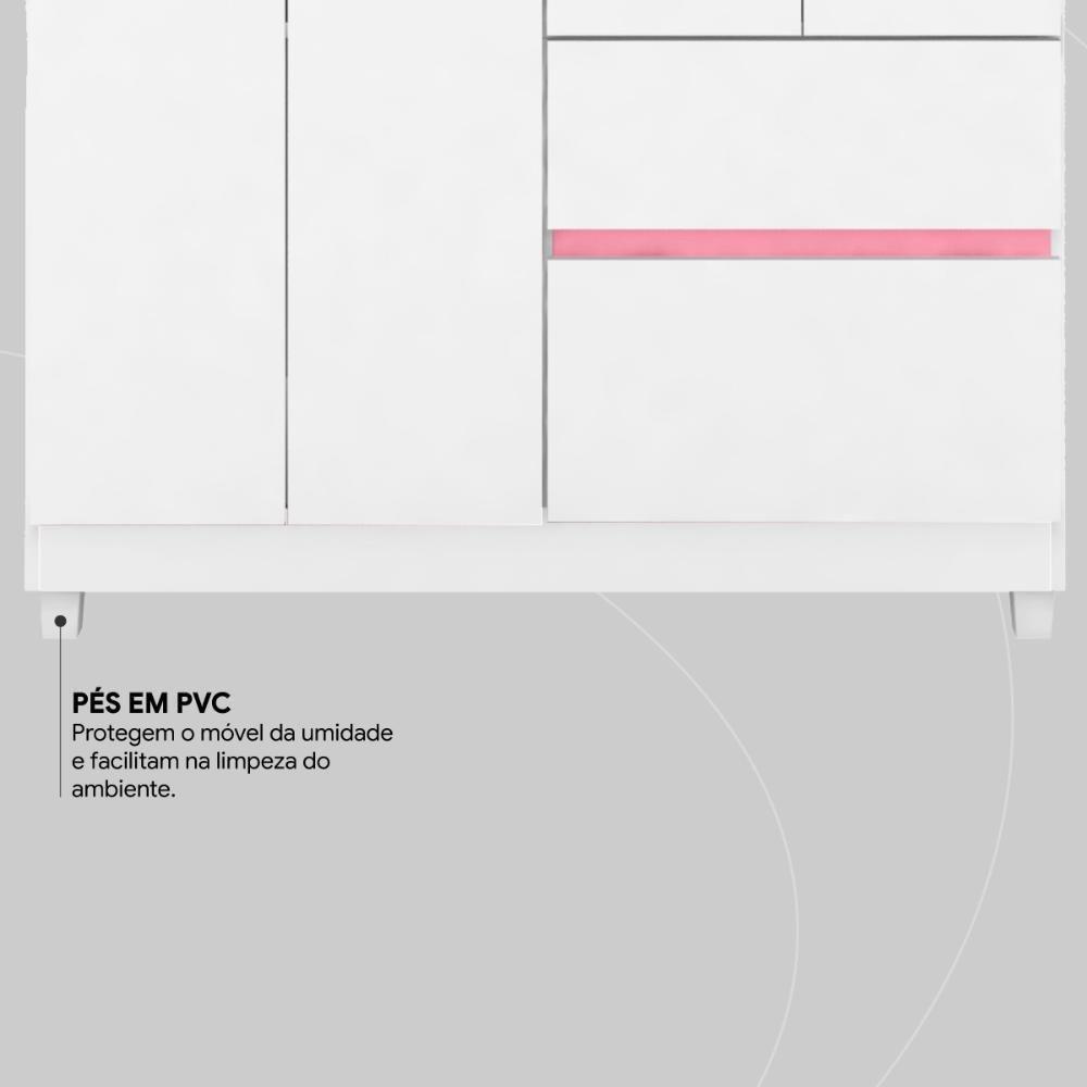Guarda Roupa Solteiro 4 Portas E 2 Gavetas Almirante - Branco Rosa - 9