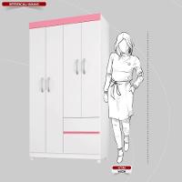 Guarda Roupa Solteiro 4 Portas E 2 Gavetas Almirante - Branco Rosa - 5