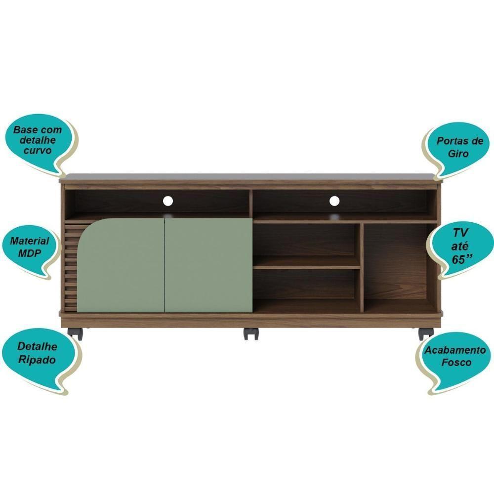 Rack Bancada 2 Portas Com Rodízio Jurerê 1.5 - Amêndoa-hortelã Amêndoa-hortelã - 6