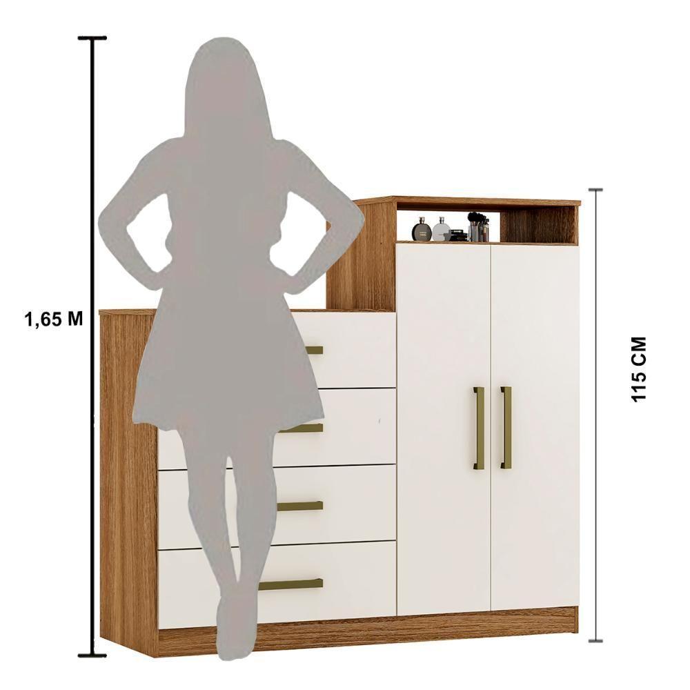 Cômoda 4 Gavetas 2 Portas 1 Nicho Aurea - Amendola Off White - 3