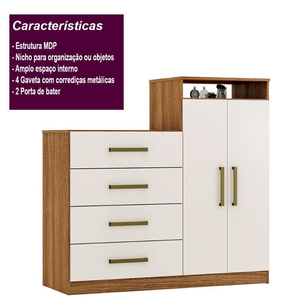 Cômoda 4 Gavetas 2 Portas 1 Nicho Aurea - Amendola Off White - 5