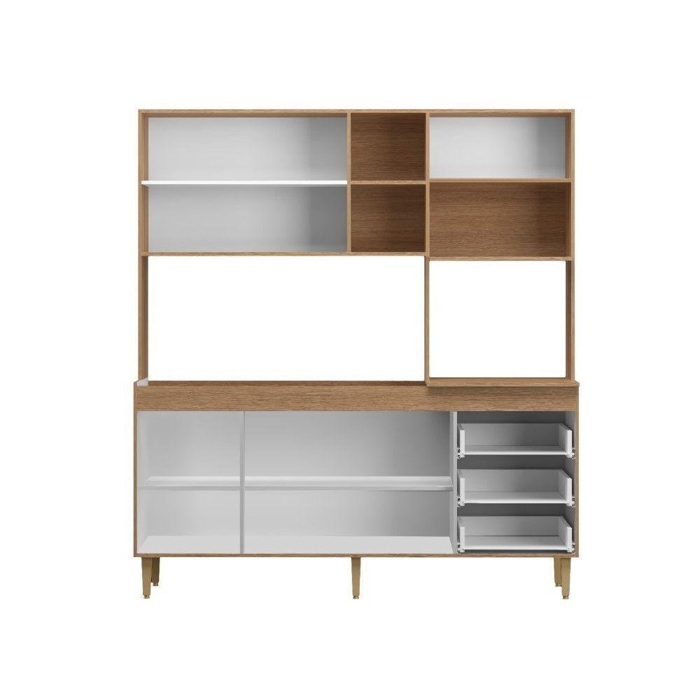 Armário De Cozinha Compacta Em Mdp Mel E Verde 1,95 X 1,85 M Splendore - 2