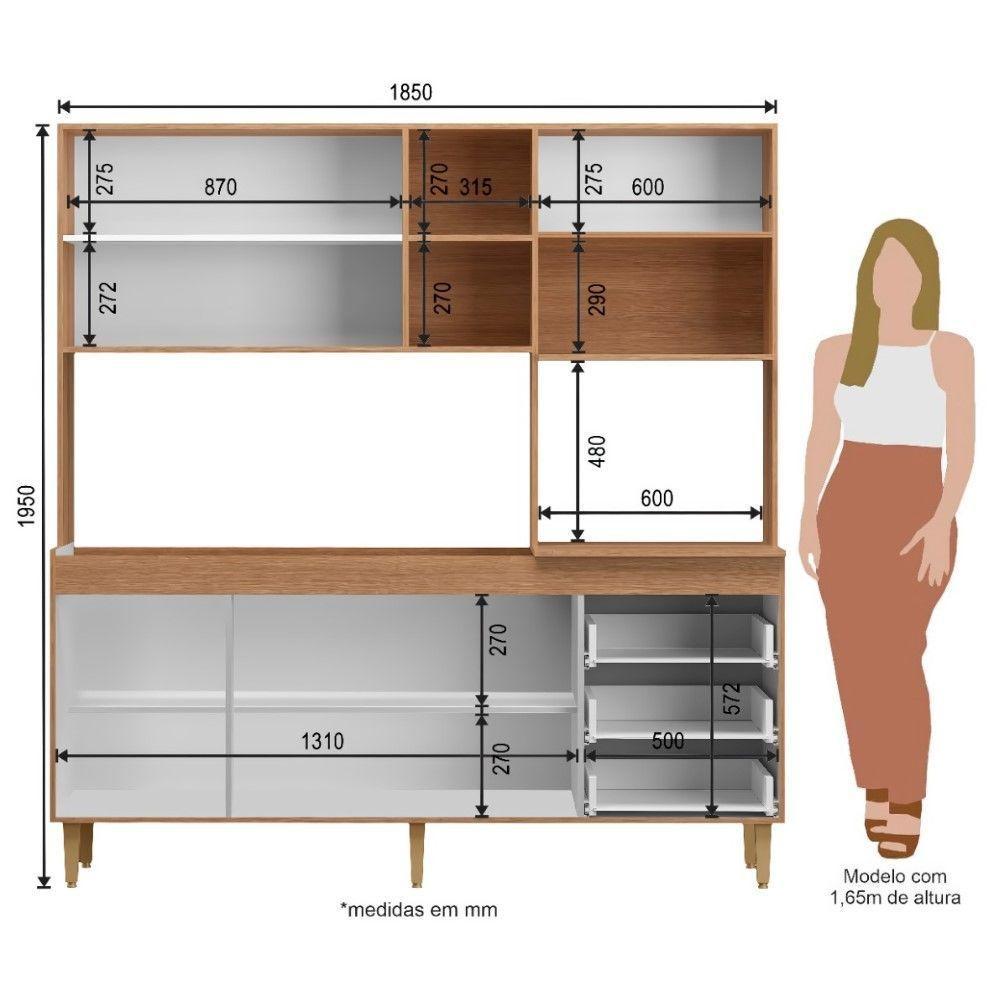 Armário De Cozinha Compacta Em Mdp Mel E Verde 1,95 X 1,85 M Splendore - 3