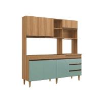 Armário De Cozinha Compacta Em Mdp Mel E Verde 1,95 X 1,85 M Splendore - 1