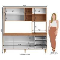 Armário De Cozinha Compacta Em Mdp Mel E Verde 1,95 X 1,85 M Splendore - 3