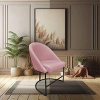 Kit 02 Cadeiras Poltrona De Jantar Bela Veludo Rosê Base Metálica Industrial Preto - Pallazio - 2