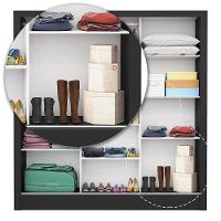 Guarda Roupa Casal Fortaleza 3 Portas Com Espelho Carioca Preto - 5