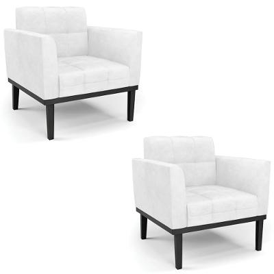 Kit 2 Poltronas Ana Para Sala Couro Sintético Branco Ibiza