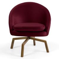 Kit 2 Poltronas Decorativas Giratórias Base Ka Madeira Rafa Veludo C-278 Marsala - Domi - 3