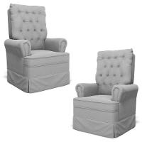 Kit 02 Poltronas De Amamentação E Descanso Com Balanço Laís G05 Veludo Cinza - Mpozenato - 1