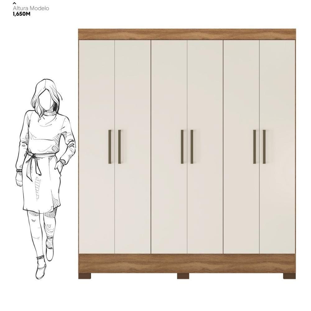 Guarda Roupa Casal 6 Portas E 2 Gavetas Dallas - Amêndola Touch Off White - 5