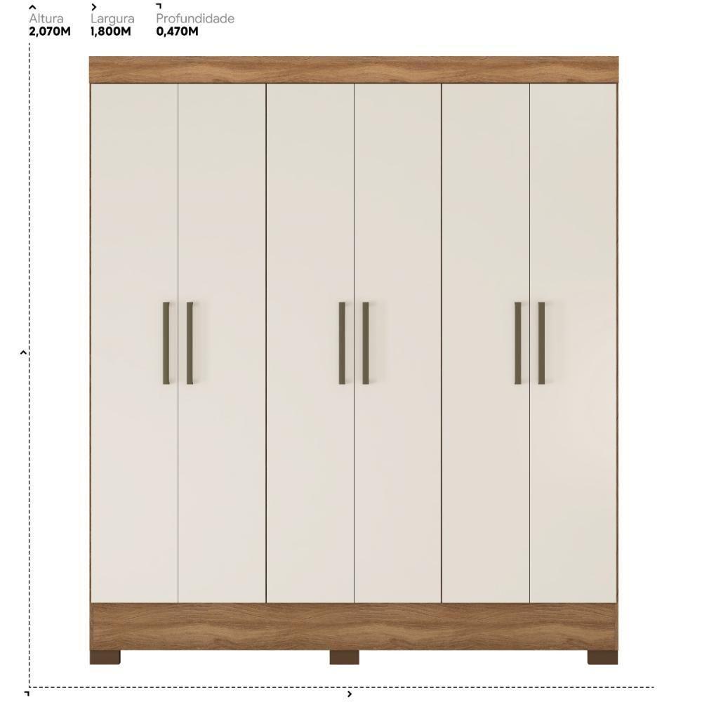 Guarda Roupa Casal 6 Portas E 2 Gavetas Dallas - Amêndola Touch Off White - 7