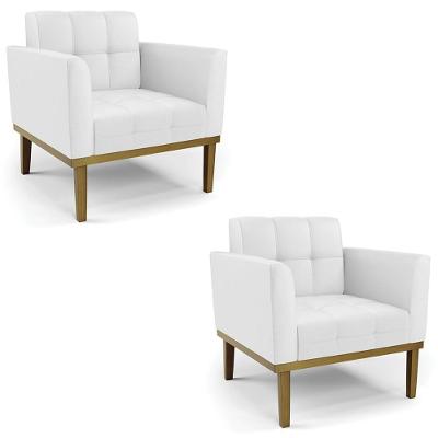 Kit 2 Poltronas Ana Para Sala Couro Sintético Branco Ibiza