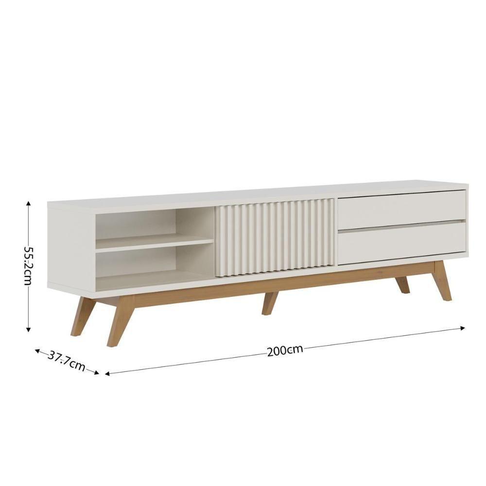Rack Bancada 1 Portas 2 Gavetas Veneza - Off White Matte Off White Matte - 2