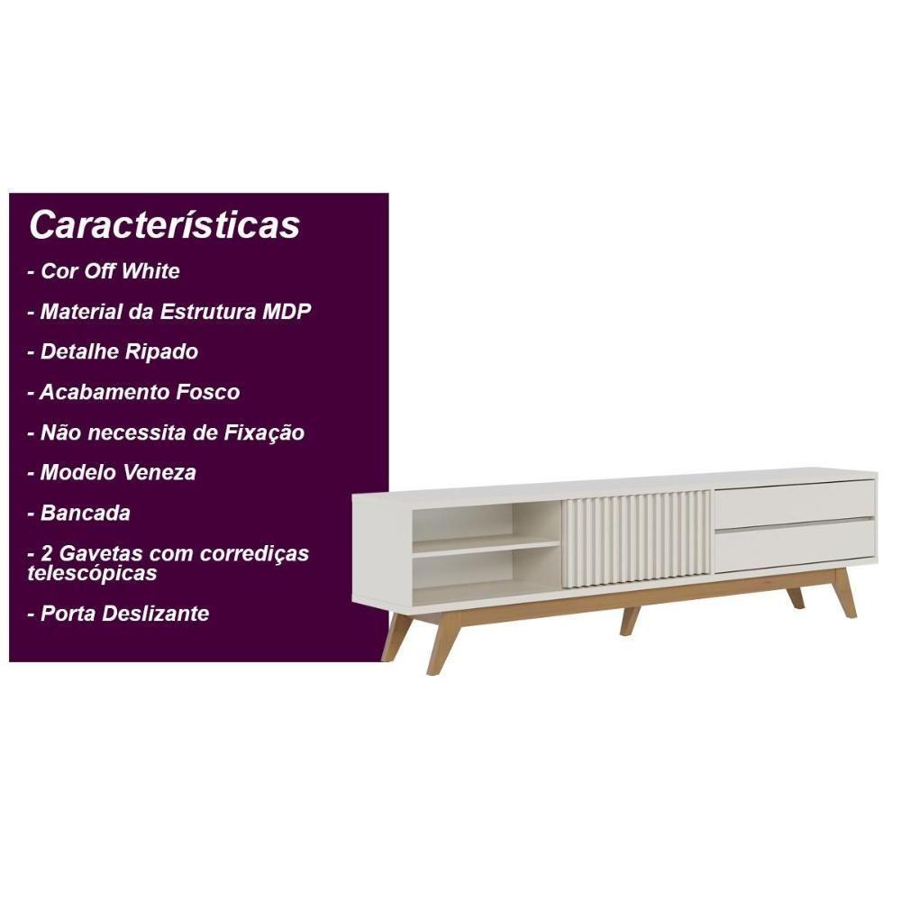 Rack Bancada 1 Portas 2 Gavetas Veneza - Off White Matte Off White Matte - 5
