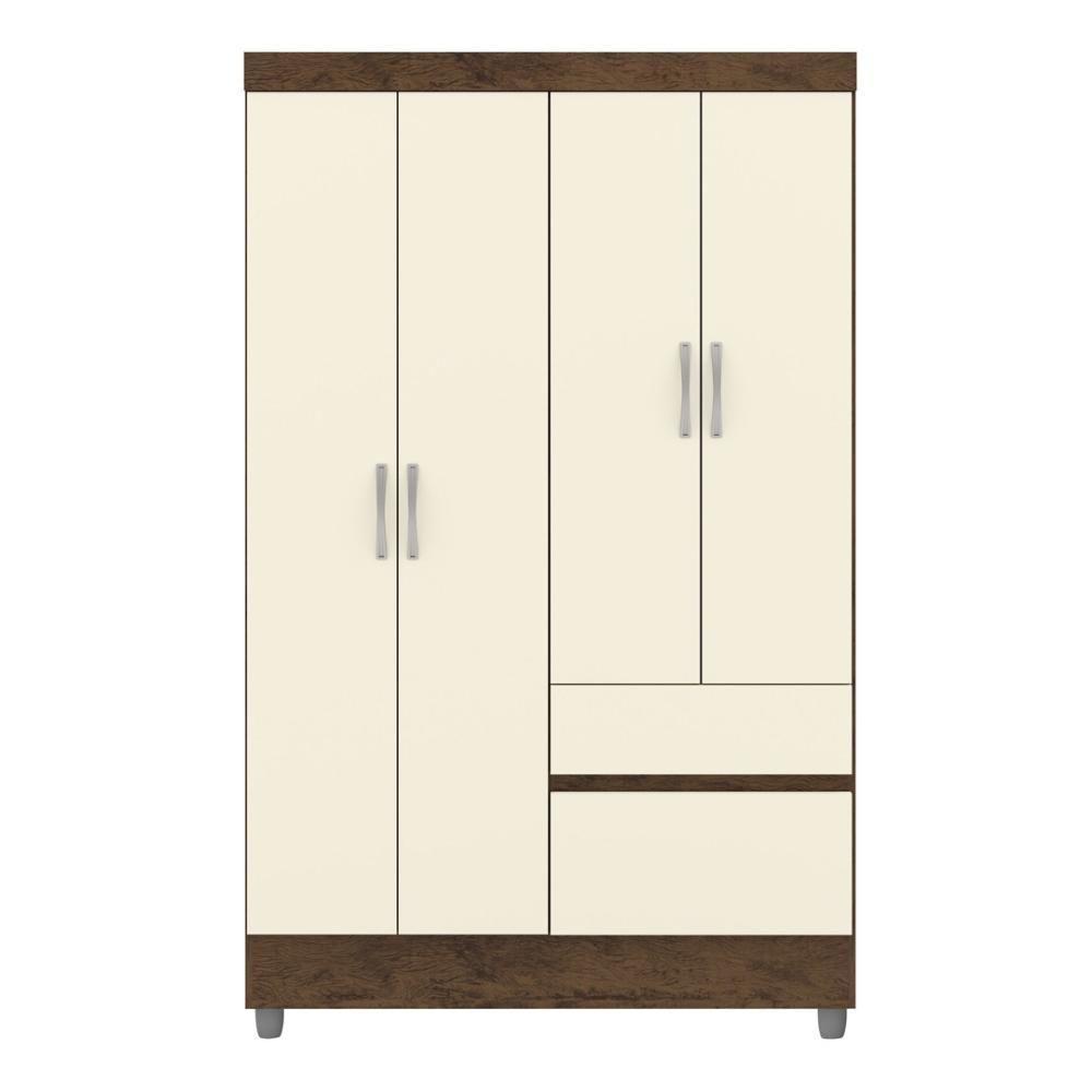 Guarda Roupa Solteiro 4 Portas 2 Gavetas Exemplar Plus - Imbuia Champanhe - 5