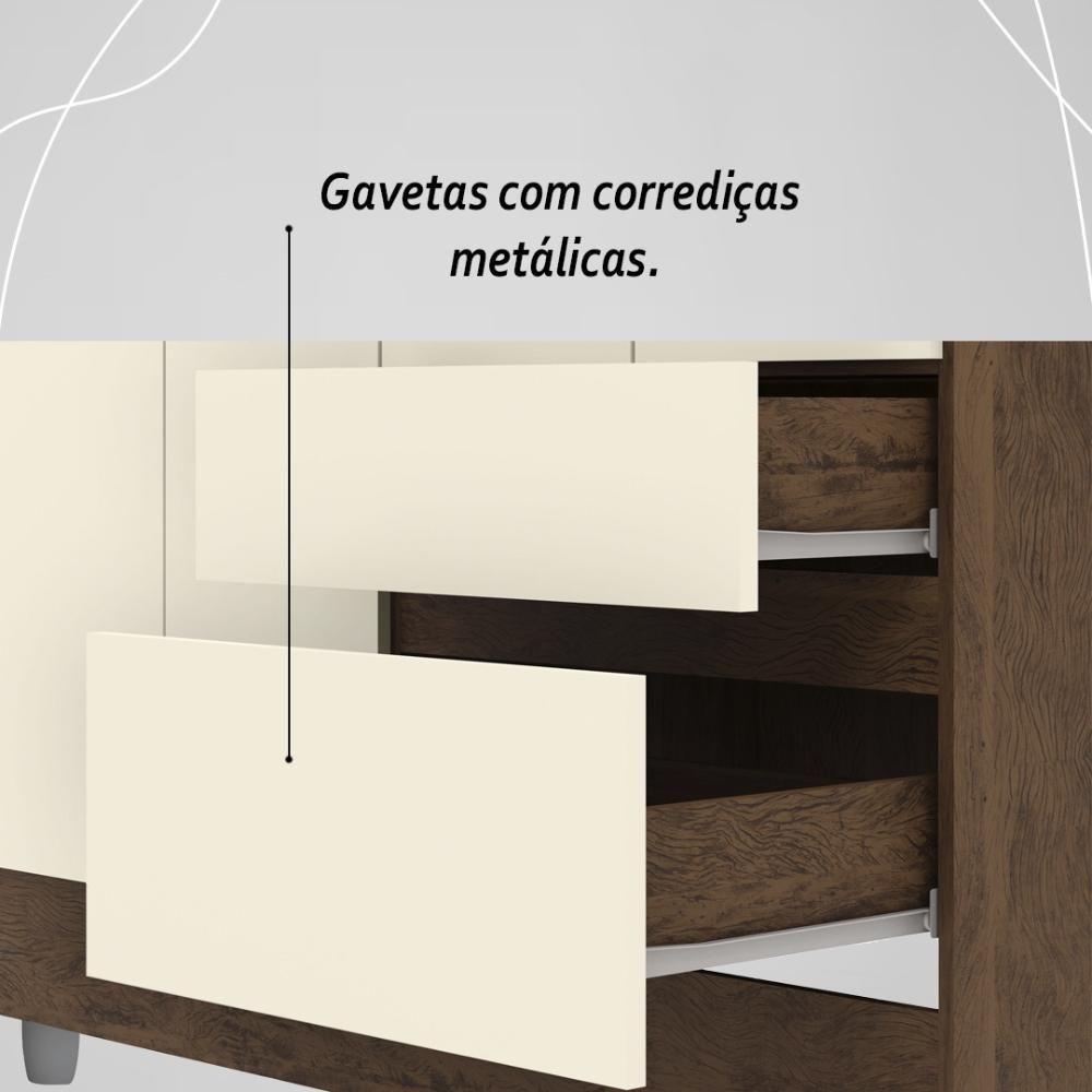 Guarda Roupa Solteiro 4 Portas 2 Gavetas Exemplar Plus - Imbuia Champanhe - 6