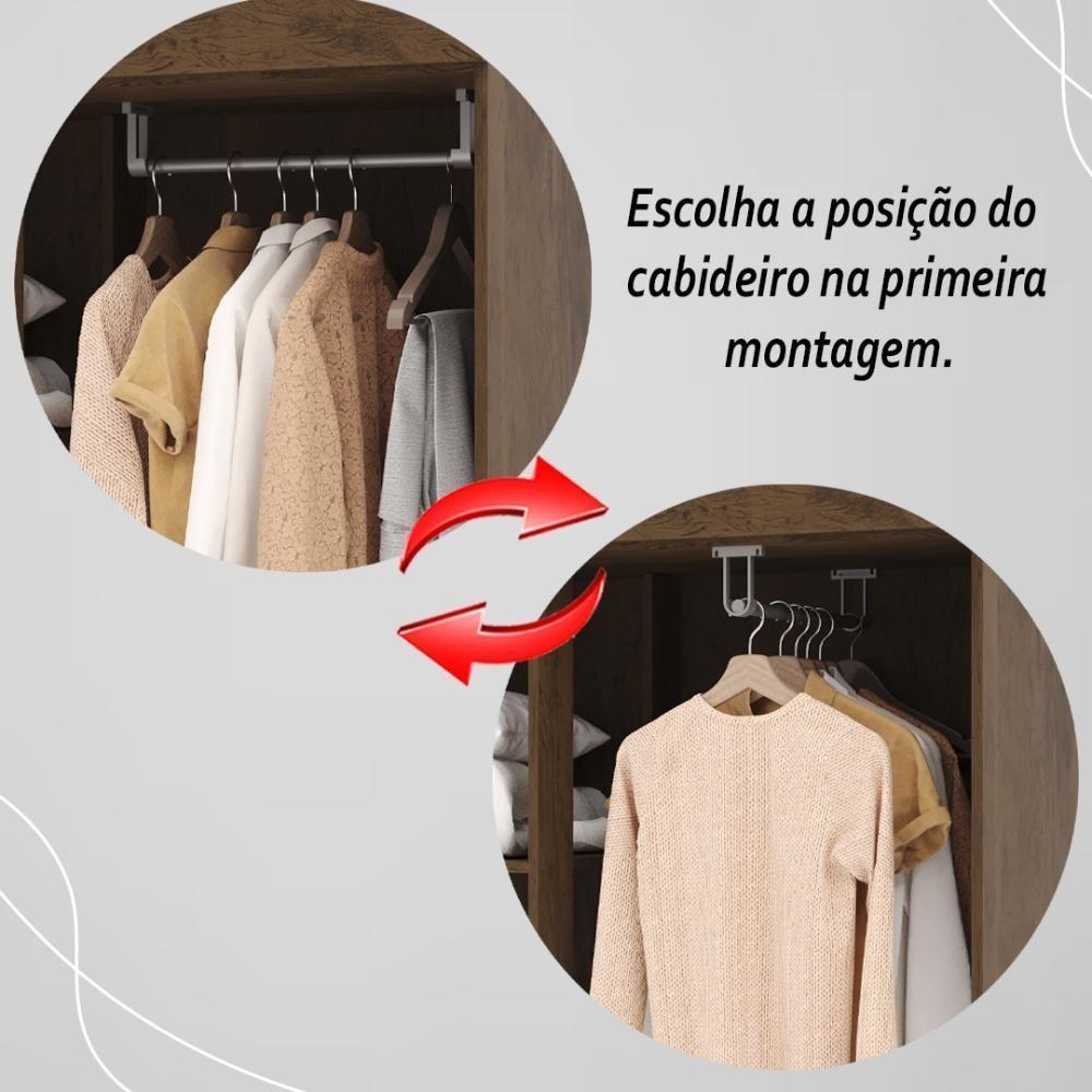 Guarda Roupa Solteiro 4 Portas 2 Gavetas Exemplar Plus - Imbuia Champanhe - 7