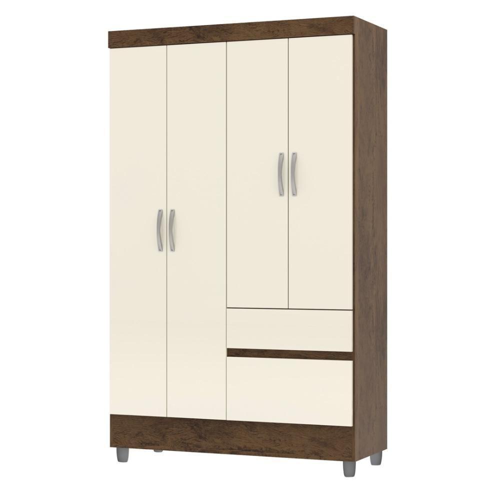 Guarda Roupa Solteiro 4 Portas 2 Gavetas Exemplar Plus - Imbuia Champanhe - 9
