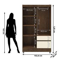 Guarda Roupa Solteiro 4 Portas 2 Gavetas Exemplar Plus - Imbuia Champanhe