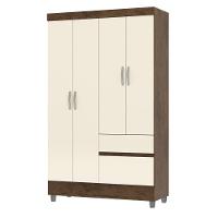 Guarda Roupa Solteiro 4 Portas 2 Gavetas Exemplar Plus - Imbuia Champanhe - 9