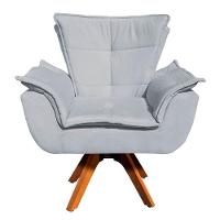 Poltrona Decorativa Base Giratória Giromad Com Puff Opla Suede Cinza - Ibiza - 3