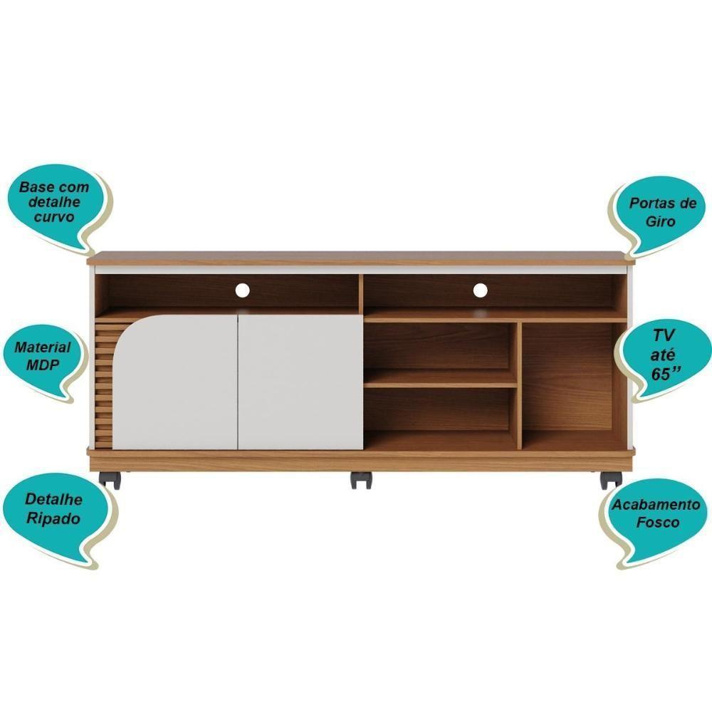 Rack Bancada 2 Portas Com Rodízio Jurerê 1.5 - Freijó Off White Matte - 5