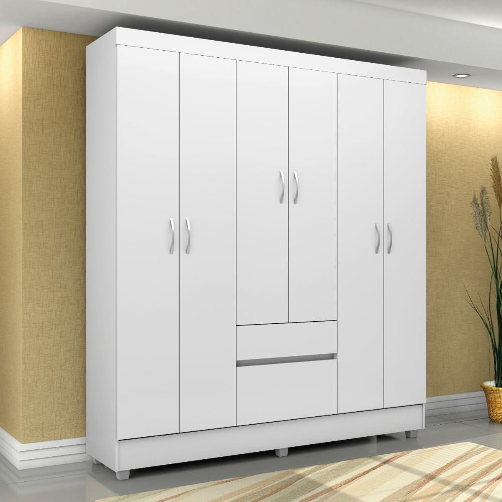 Kit Guarda Roupa Solteiro 6 Portas Flash Ii Cômoda Astral - Branco - 2