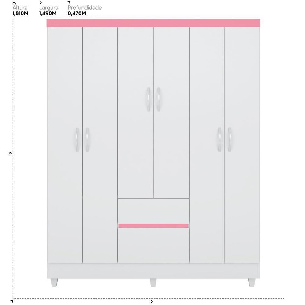 Kit Guarda Roupa Solteiro 6 Portas Flash Ii Cômoda Astral - Branco - 4
