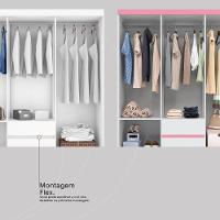 Kit Guarda Roupa Solteiro 6 Portas Flash Ii Cômoda Astral - Branco - 6