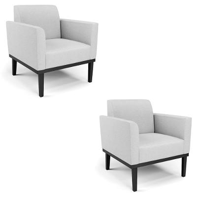 Kit 2 Poltronas Maressa Para Sala Linho Cinza Base Madeira Preto Ibiza