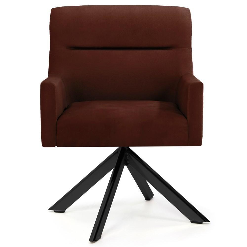 Poltrona Decorativa Giratória Base Eiffel Preto Angel Veludo C-417 Malbec - Domi - 3