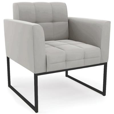 Poltrona Decorativa Ana Veludo Cinza Preto Ibiza