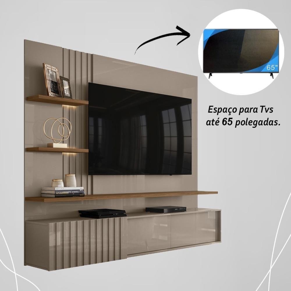 Painel Bancada Suspensa Com Led 3 Portas Atena - Fendi Naturale - 4