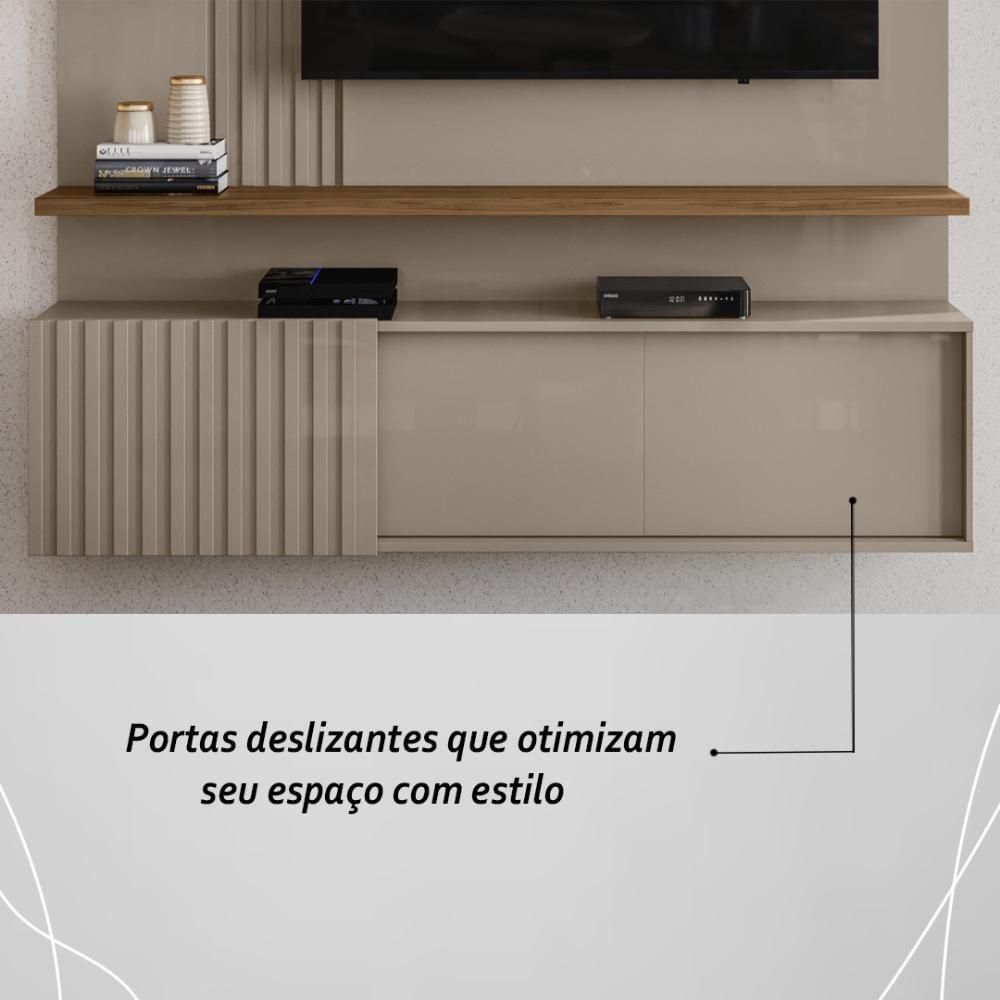 Painel Bancada Suspensa Com Led 3 Portas Atena - Fendi Naturale - 5