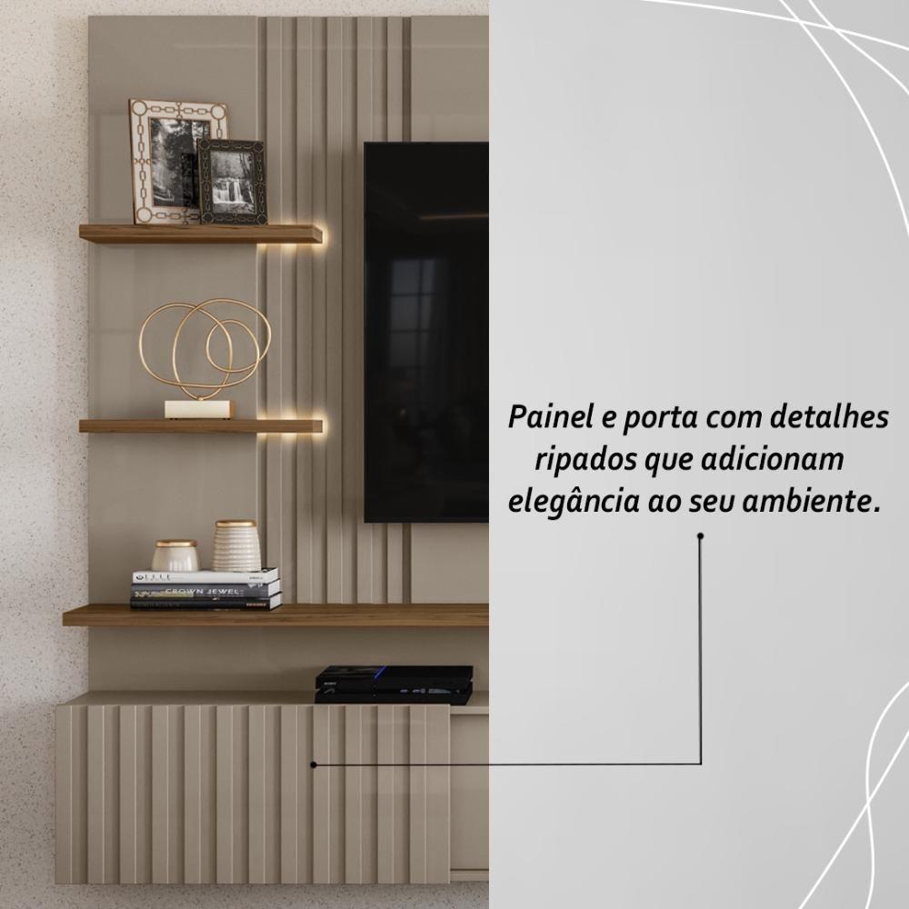 Painel Bancada Suspensa Com Led 3 Portas Atena - Fendi Naturale - 6