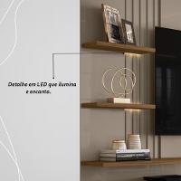 Painel Bancada Suspensa Com Led 3 Portas Atena - Fendi Naturale - 3