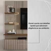 Painel Bancada Suspensa Com Led 3 Portas Atena - Fendi Naturale - 6