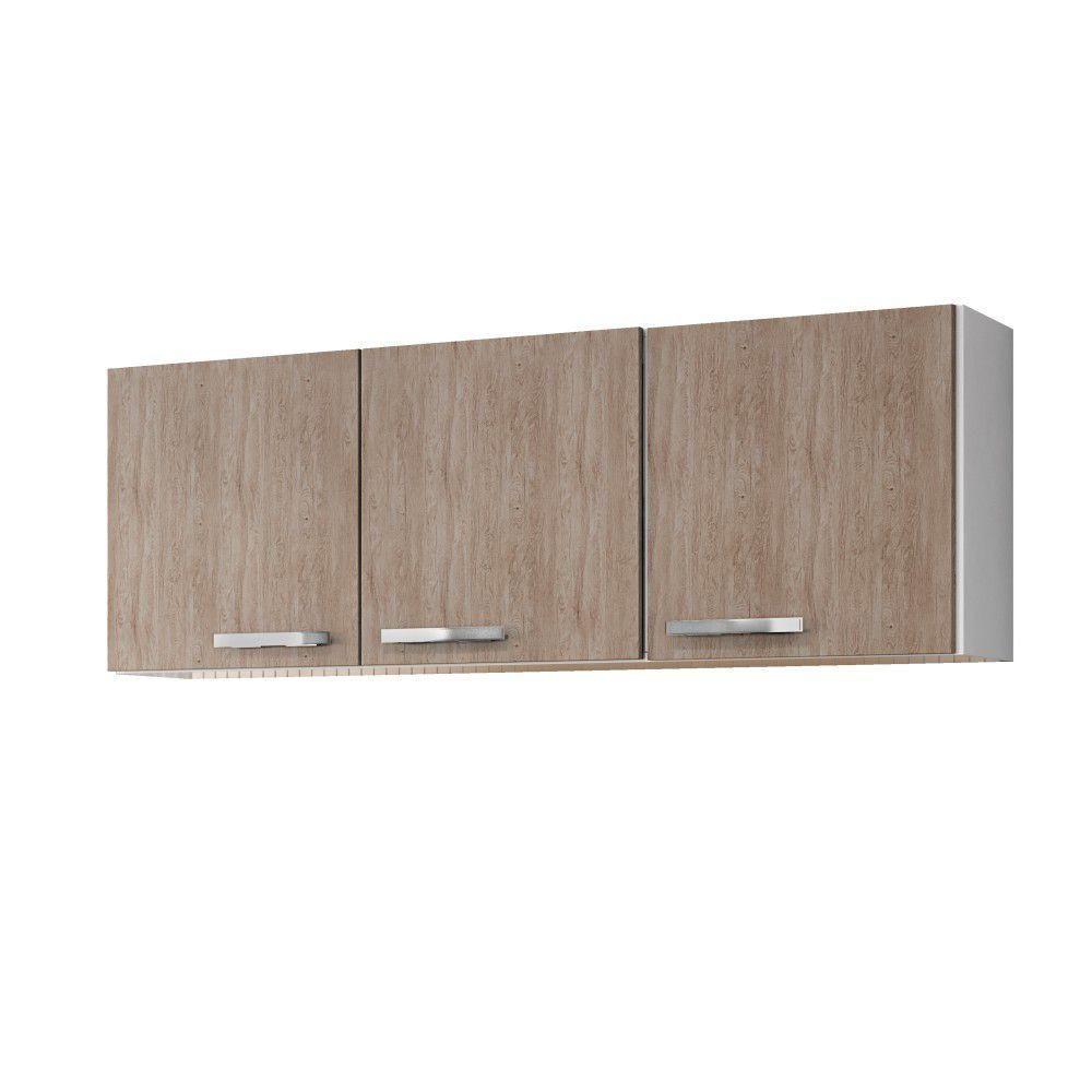Armário Aéreo De Cozinha Parma 150cm 3 Portas - Lumil Móveis Branco-castanho - 2