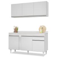 Armário Aéreo Argélia E Balcão Gabinete Para Pia Com Tampo 150cm Dakota Branco - Lumil - 1