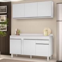 Armário Aéreo Argélia E Balcão Gabinete Para Pia Com Tampo 150cm Dakota Branco - Lumil - 2