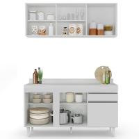 Armário Aéreo Argélia E Balcão Gabinete Para Pia Com Tampo 150cm Dakota Branco - Lumil - 3