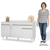 Armário Aéreo Argélia E Balcão Gabinete Para Pia Com Tampo 150cm Dakota Branco - Lumil - 5