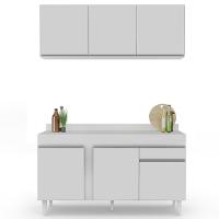 Armário Aéreo Argélia E Balcão Gabinete Para Pia Com Tampo 150cm Dakota Branco - Lumil - 7