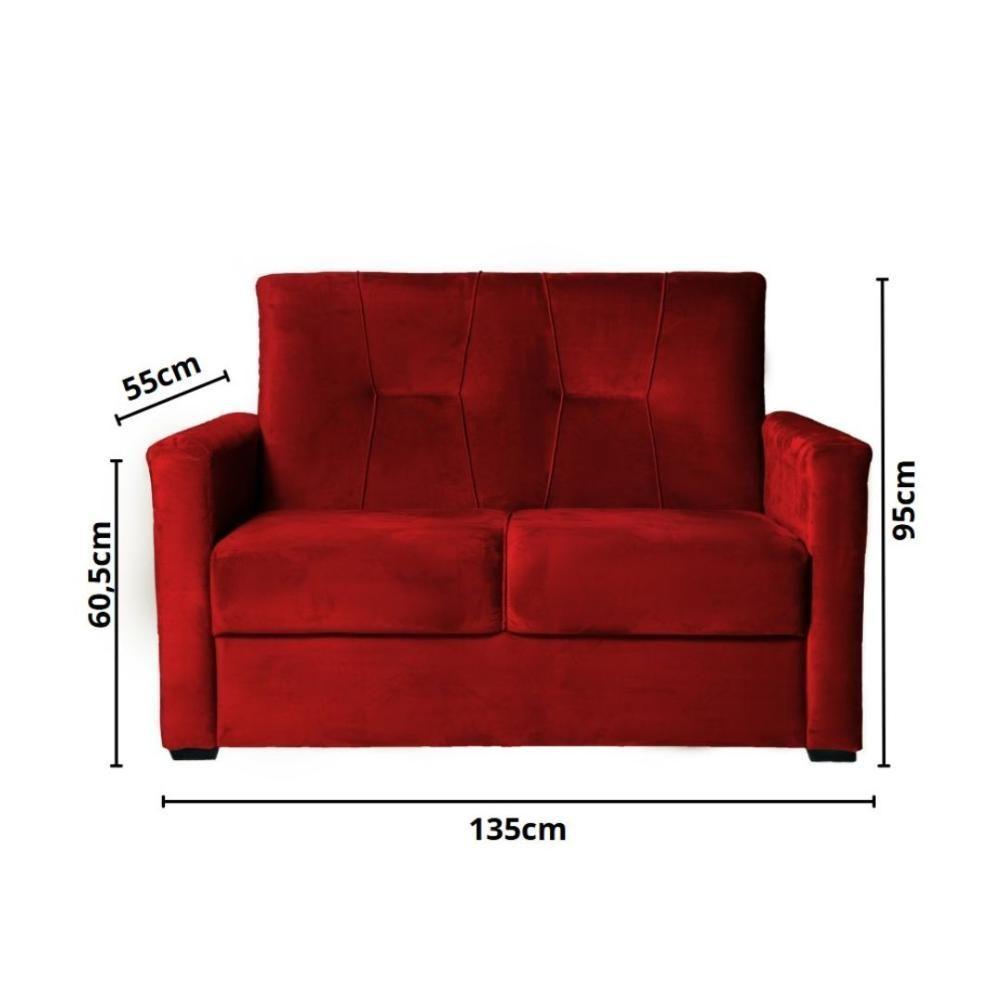 Sofá Pequeno 2 Lugares 1,35 Porta Controle No Braço Alice Bebe Rosa Bebe - 4