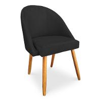 Kit 4 Cadeiras De Jantar Bela Veludo Preto Pés Palito Castanho - Pallazio - 3