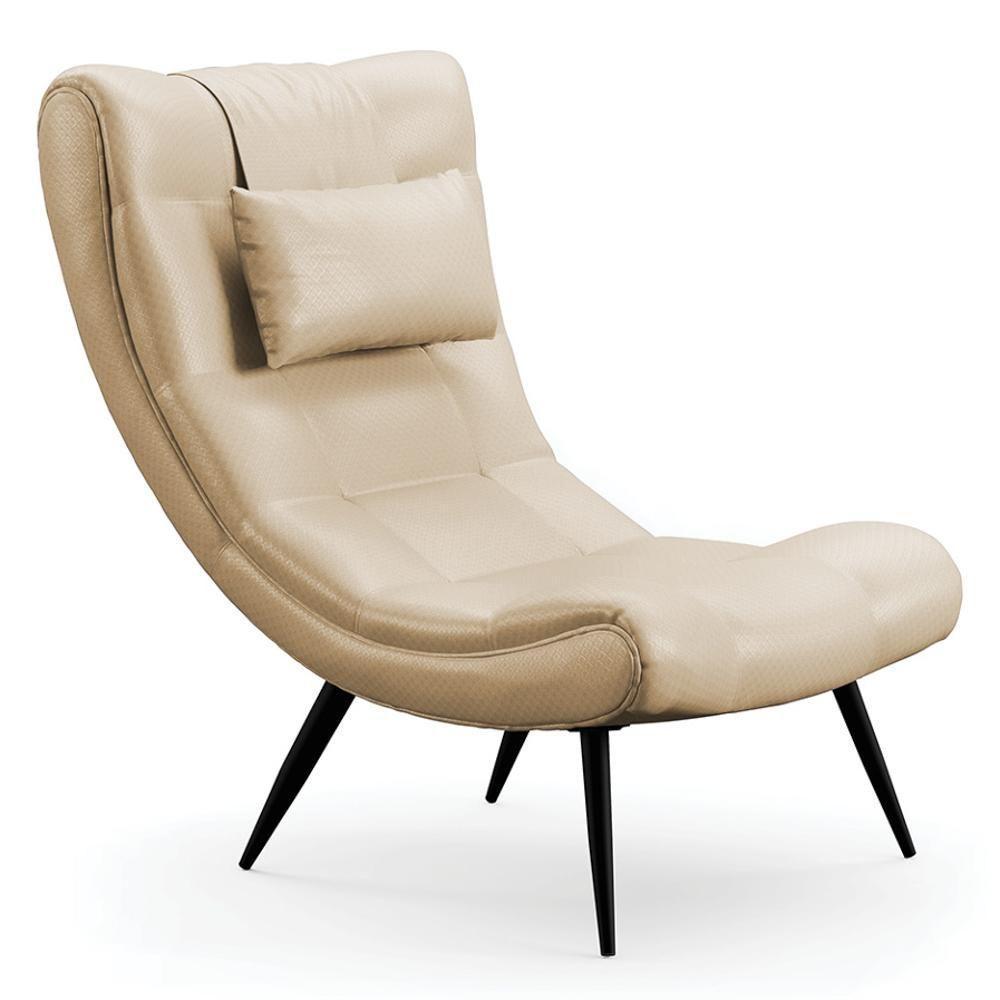 Kit 2 Poltronas Decorativas Para Sala De Estar Com Almofada E Pés Palito Lord Facto Bege - Ibiza - 6