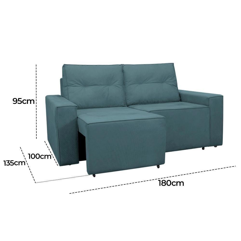 Sofá Retrátil 2 Lugares 1,80 Confortável Polo Azul - 2