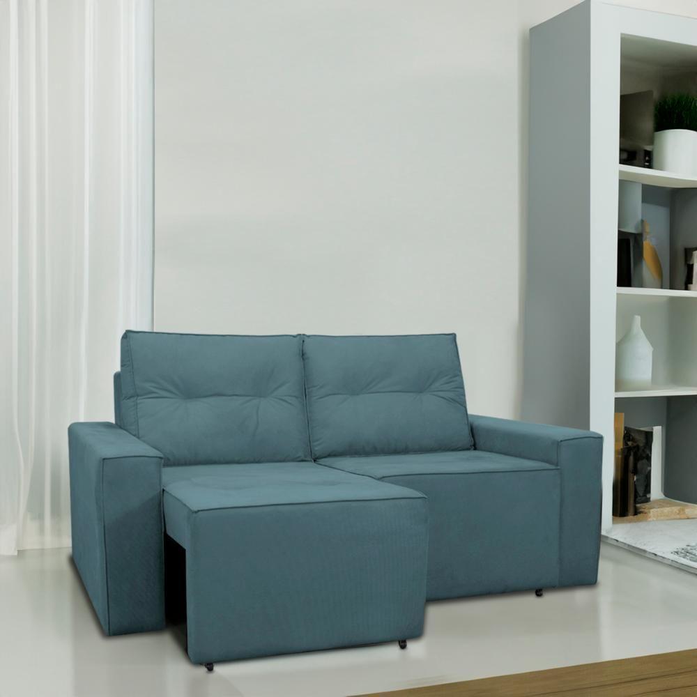 Sofá Retrátil 2 Lugares 1,80 Confortável Polo Azul - 6
