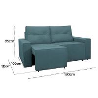 Sofá Retrátil 2 Lugares 1,80 Confortável Polo Azul - 2